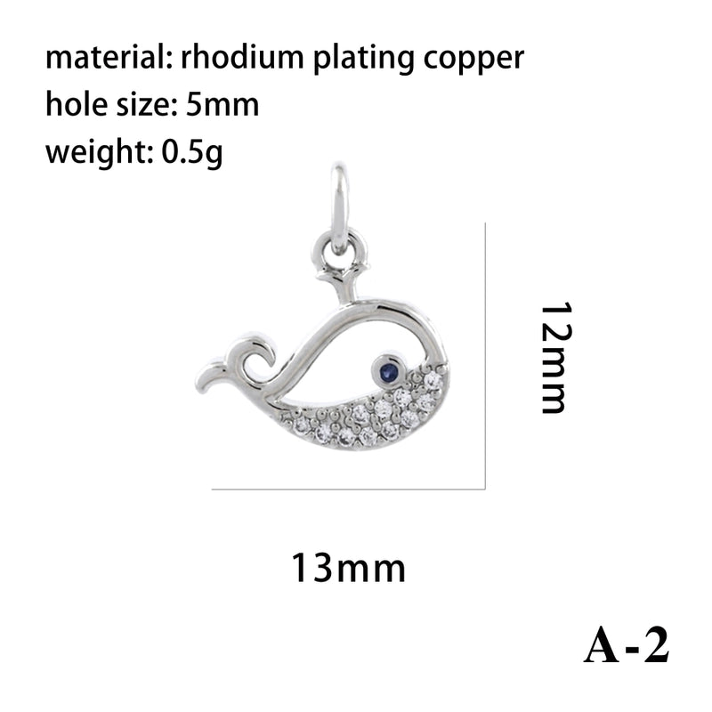 Ig Style Minimalist Angel Dolphin Crown Copper Plating Inlay Zircon 18k Gold Plated Charms