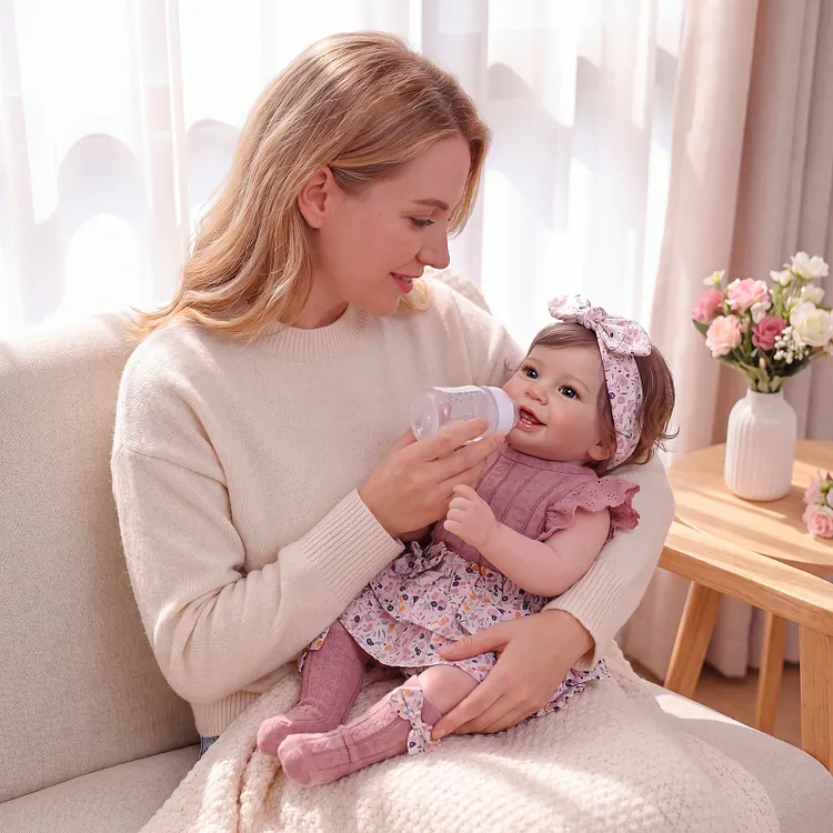 Babeside Vead 20" Vinyl Baby Girl Doll &ndash; Pink Floral Dress Lifelike Toddler Doll, Realistic Reborn Baby Gift for Kids & Collectors