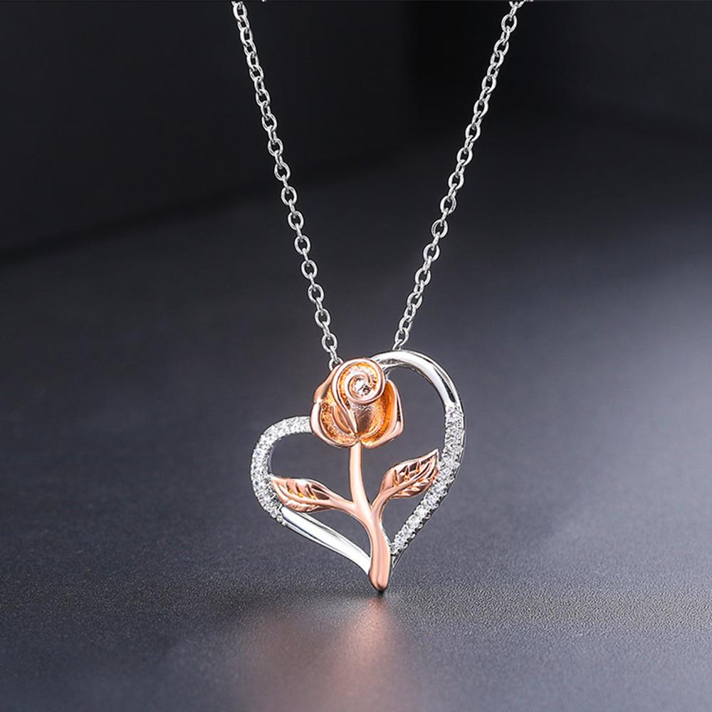 Heart Necklace Romantic Rose Necklace Love Gifts for Her