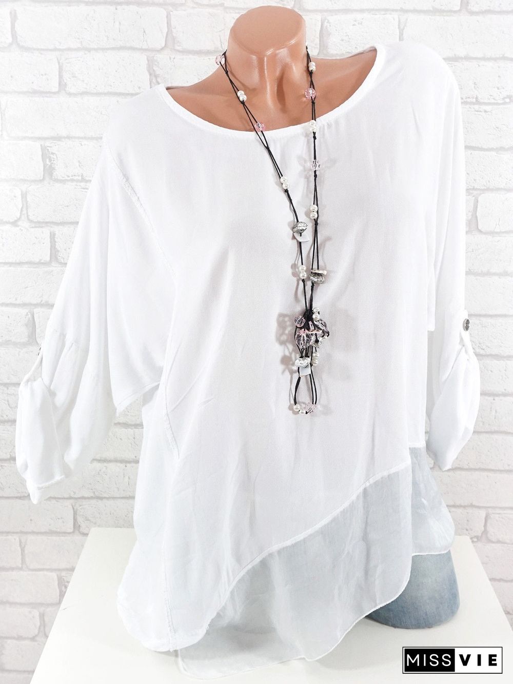 Women Long Sleeve Scoop Neck Printed Tops