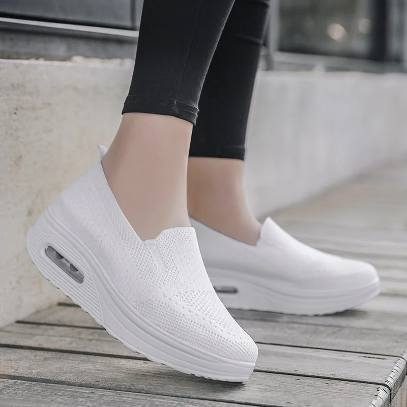 Spring Autumn Women's Swing Shoes Mesh Woman Loafers Flat Platforms Female Shoe Wedges Ladies Shoes Height Increasing Sneakers