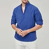 Gioiacombo&trade; Camicia Henley a maniche lunghe in cotone tinta unita da uomo