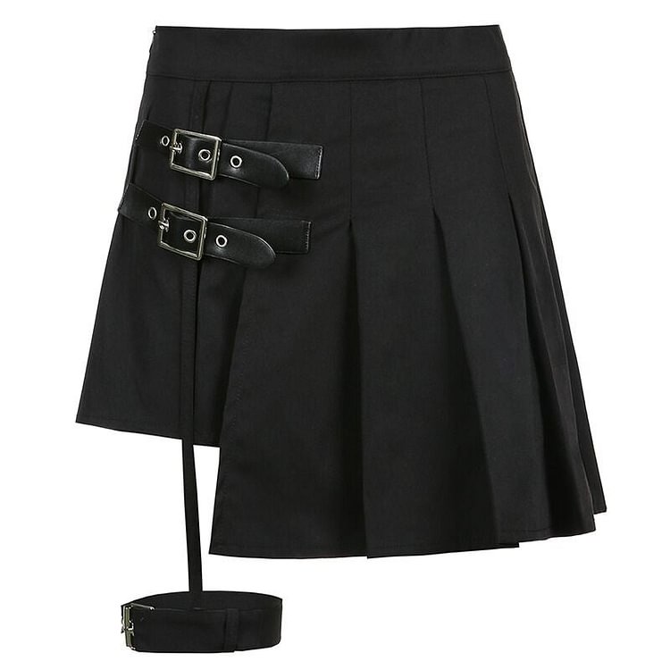 Irregular Zipper Leg Loop Skirt