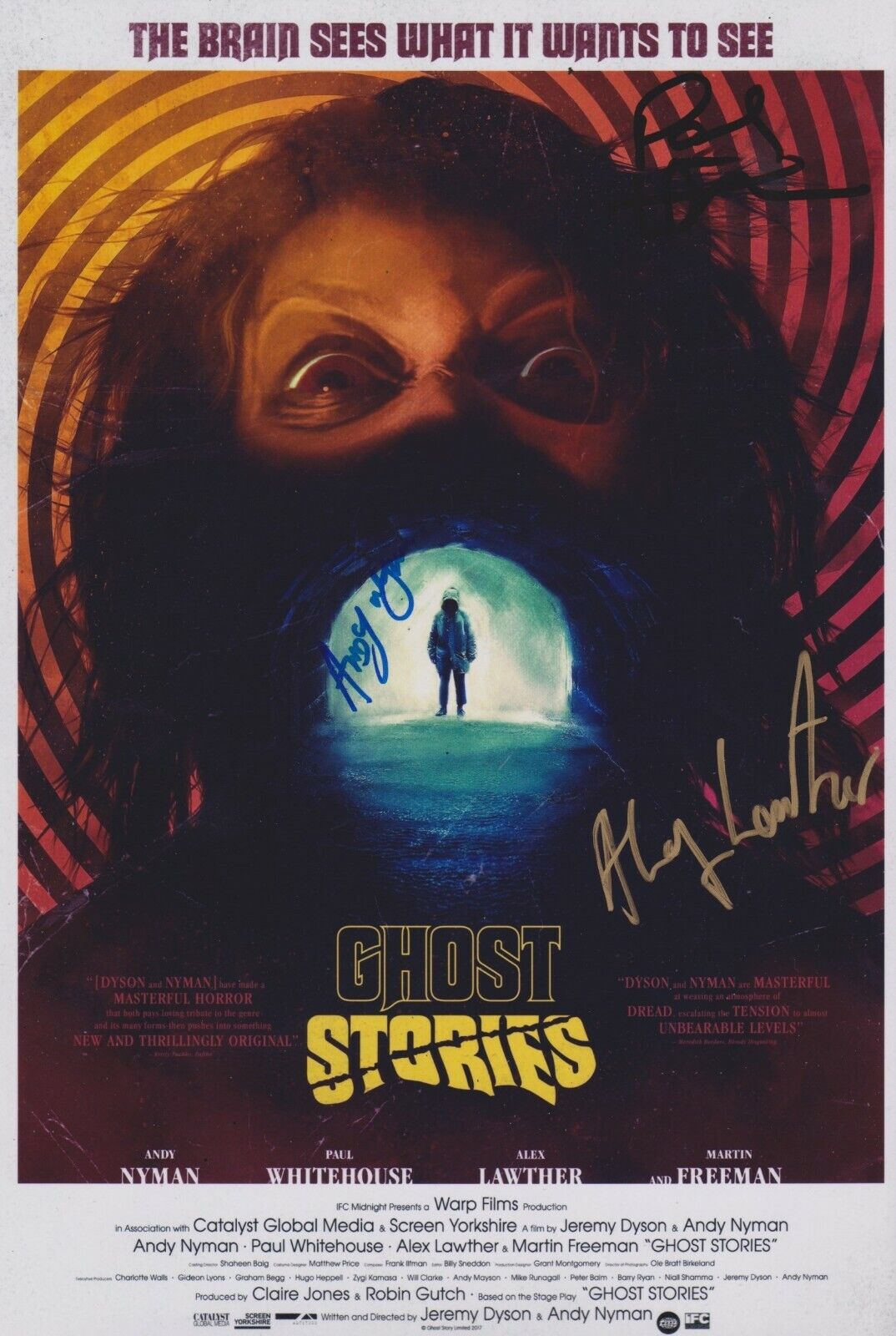 Alex Lawther/ Paul Whitehouse/ Andy Nyman Signed Ghost Stories 12x8 Photo Poster painting AFTAL