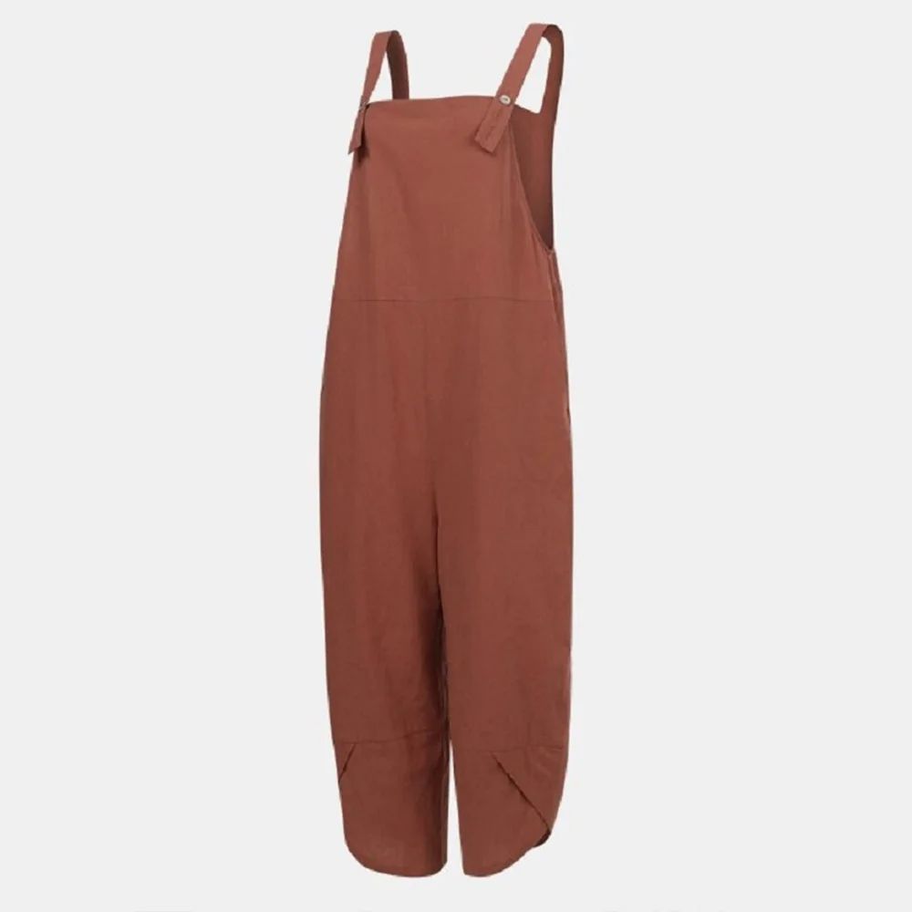 Smiledeer New Ladies Solid Color Casual Cropped Overalls