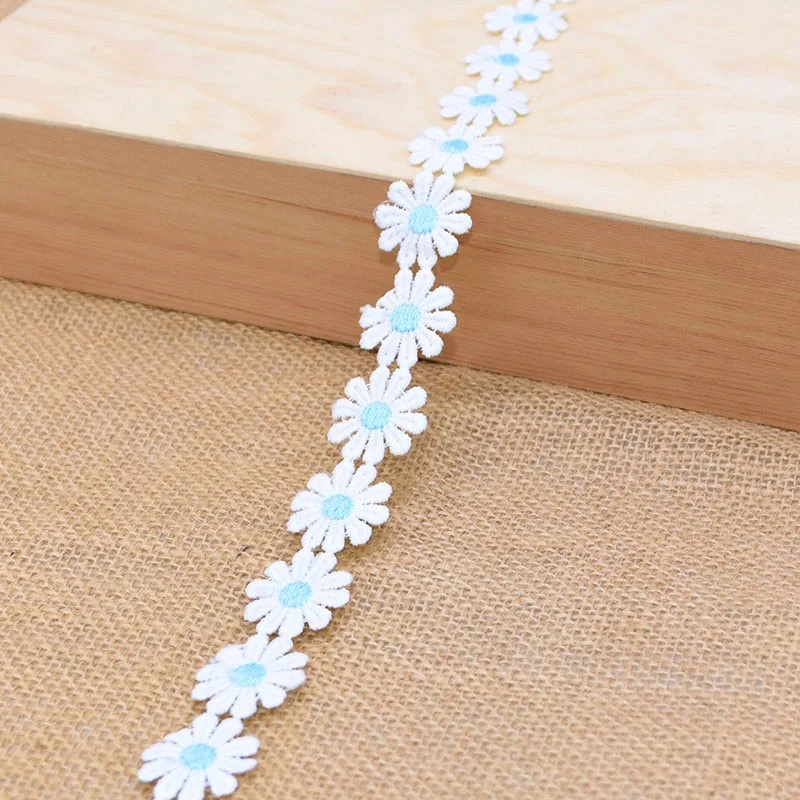 3Yards 25mm Colorful Daisy Flower Lace Trim Knitting Wedding Embroidered Diy Handmade Patchwork Ribbon Sewing Supplies Crafts