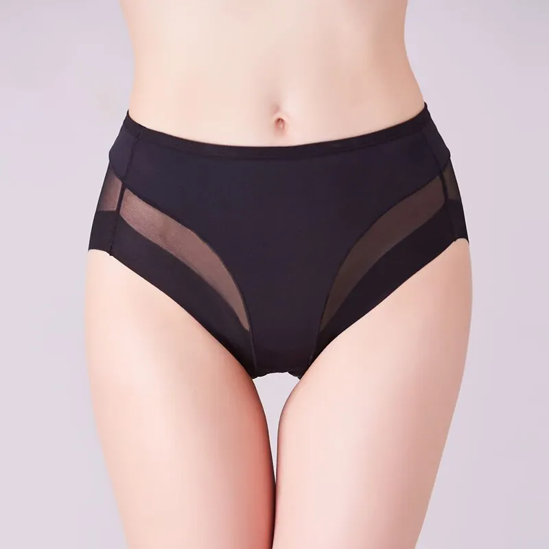 Sexy Mesh Breathable Women Panties High Elastic Control Briefs Seamfree High Quality Underwear Seamless Solid Mid-Rise Lingerie