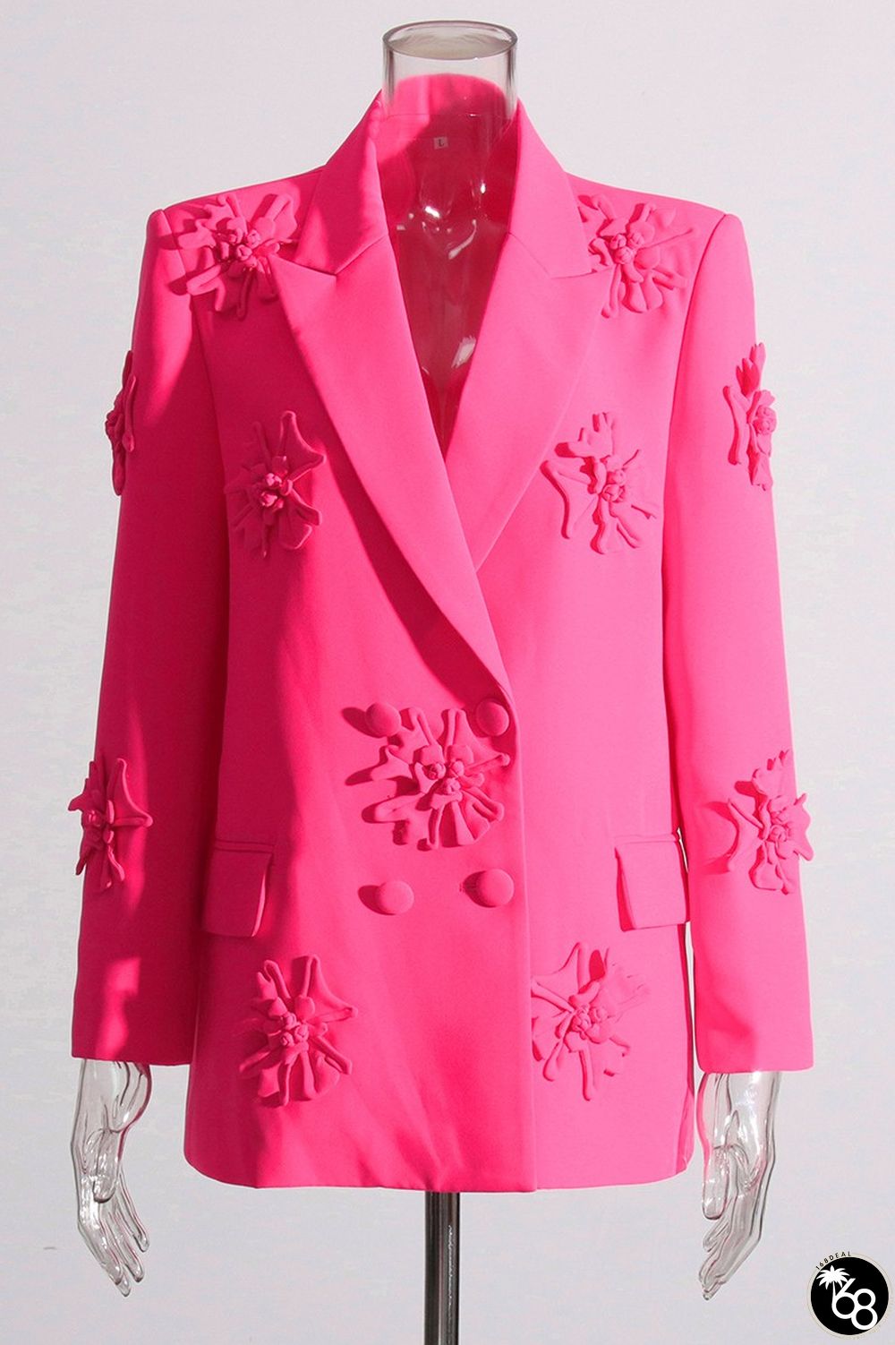 Pink Casual Solid Embroidered Turn-back Collar Outerwear | 168DEAL