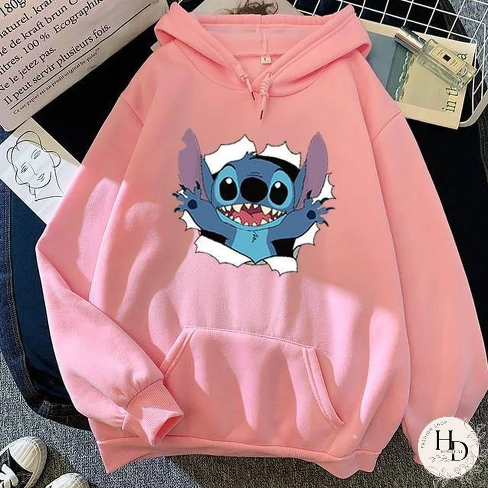 New Hoodie Sweatshirt Women Oversized cartoon Stitch Hoodie couple shirt versatile Sweatshirt Winter Long Sleeve Tops Hoodies