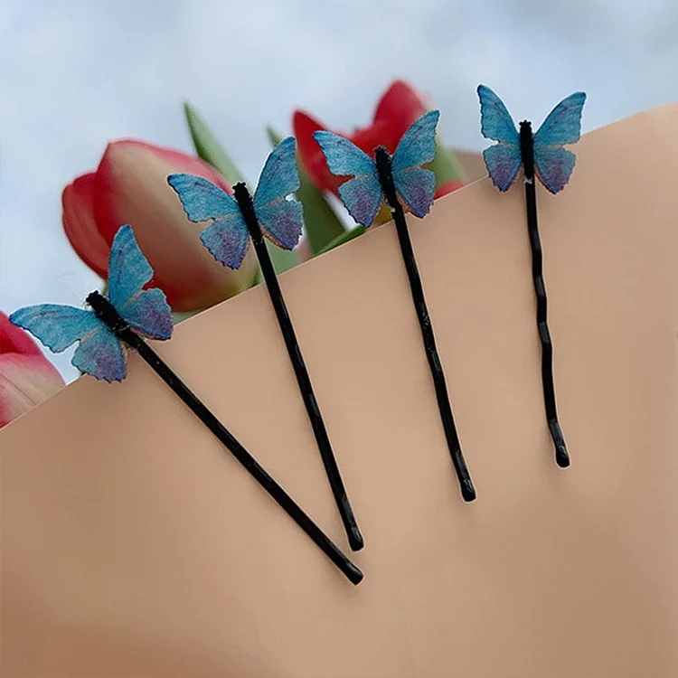 4pcs Dreamy Blue Butterfly Hairpin - Gotamochi Kawaii Shop, Kawaii Clothes