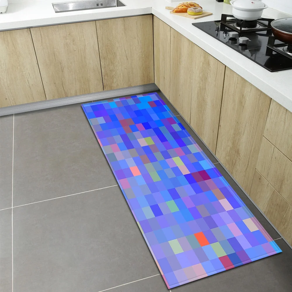 Kitchen Floor Mat Home Entrance Doormat 3D Geometry Living Room Bedroom Decoration Carpet Hallway Balcony Bathroom Anti-Slip Rug