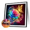 Diamond Painting -5D Full Round Drill Neon Rose Butterfly(40x40cm-Box Packagin)