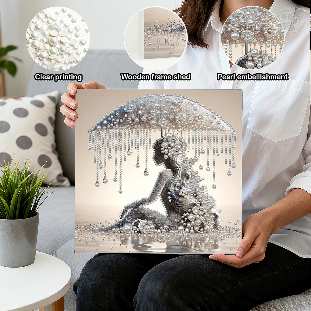 Umbrella Woman - DIY Pearl Diamond Art Kit With Frame 30*30cm