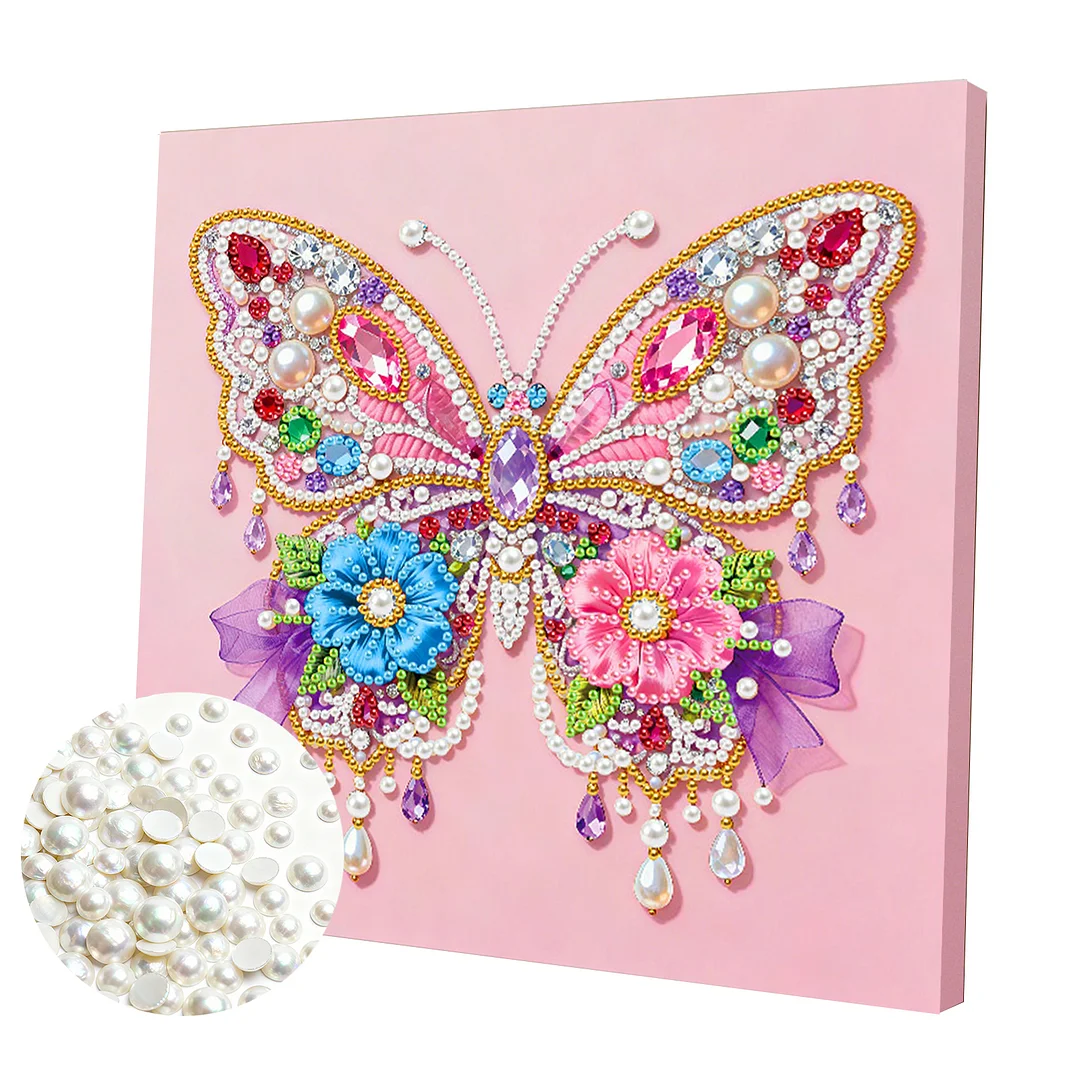 Flower Butterfly Art Diamond Painting Kit for Adults Home Decor 25x25cm With Frame