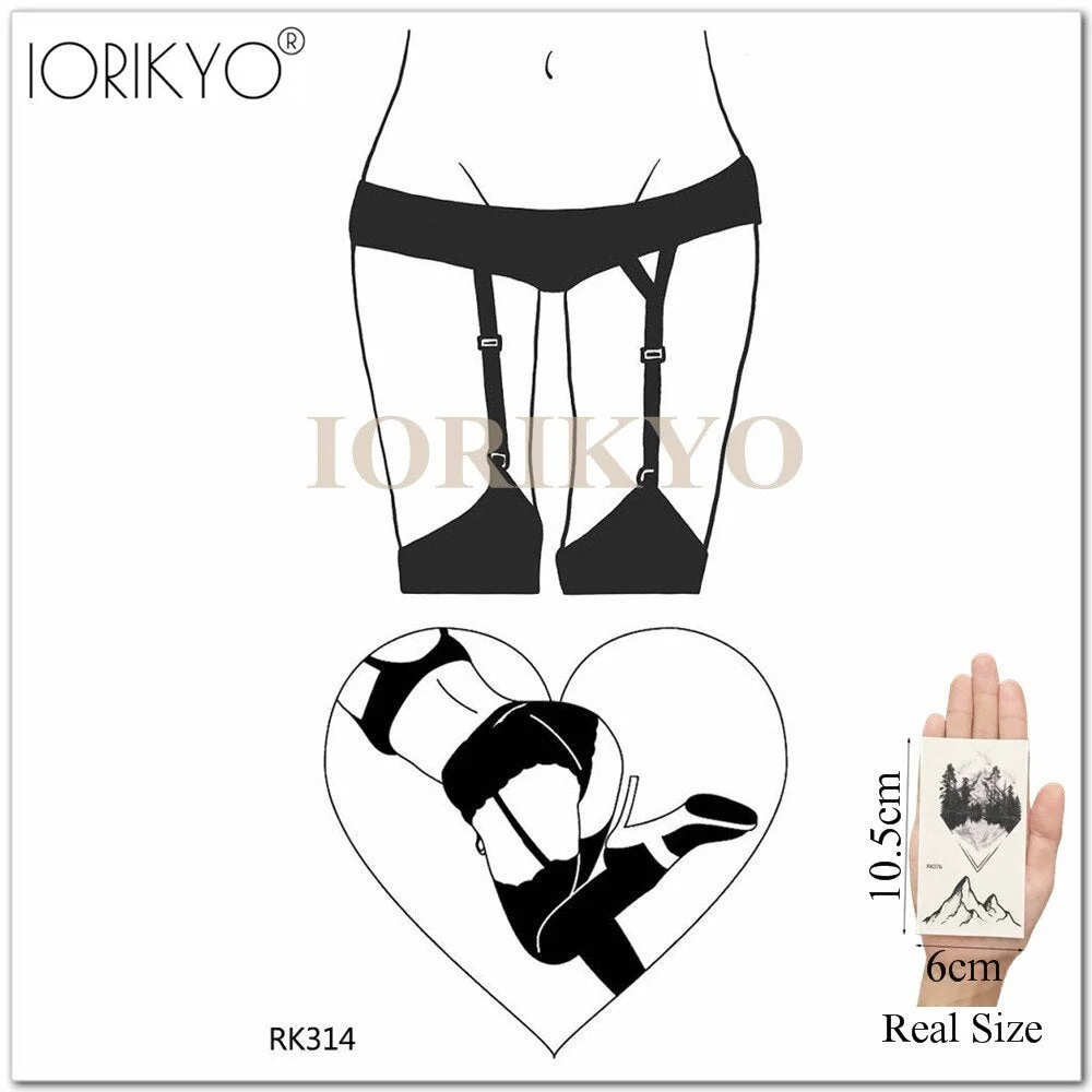 Old School Sexy Water Transfer Tattoo Stickers Women Body Art Drawing Temporary Tattoo Punk Girls Adults Love Waterproof Tatoos