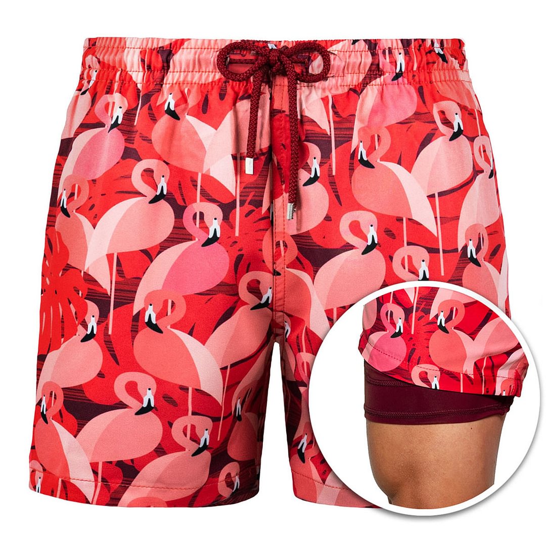 The Pink Flamingos - Double-layer beach pants