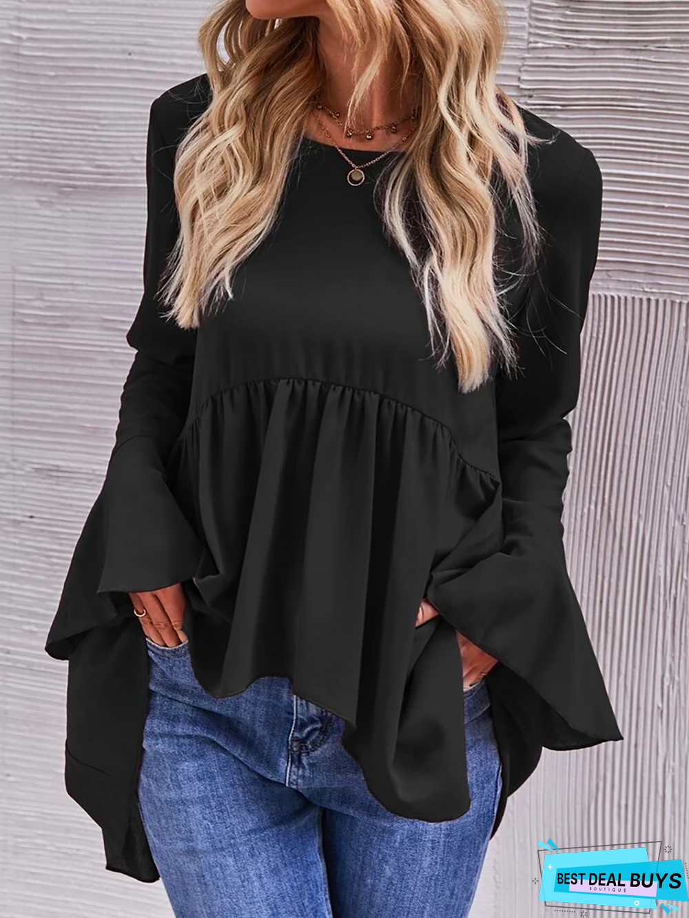 Party Crew Neck Plain Loose Top