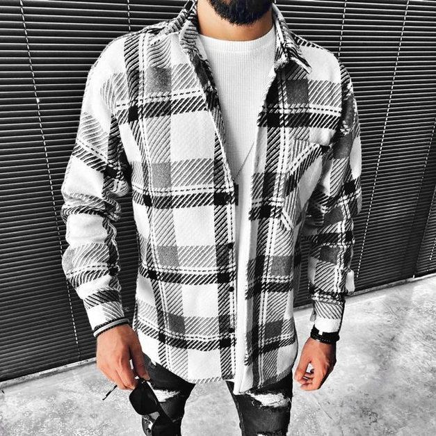 Street Fashion Casual Plaid Texture Jacket