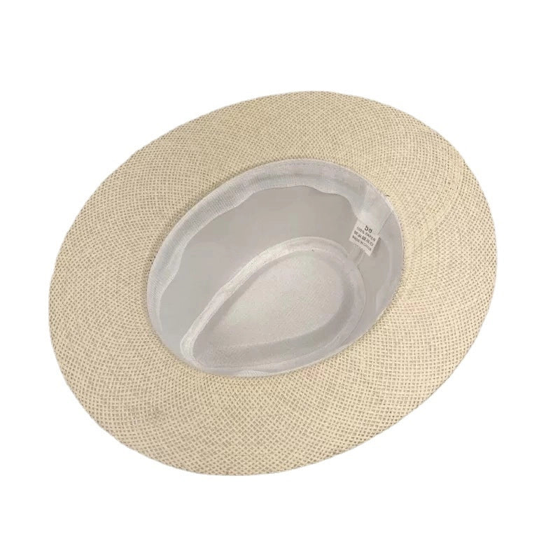 Paper Grass Large Flat Brim Top Hat Summer Sun Protection Sun Hat Panama Straw Hat Men’s Outdoor Sun Hat