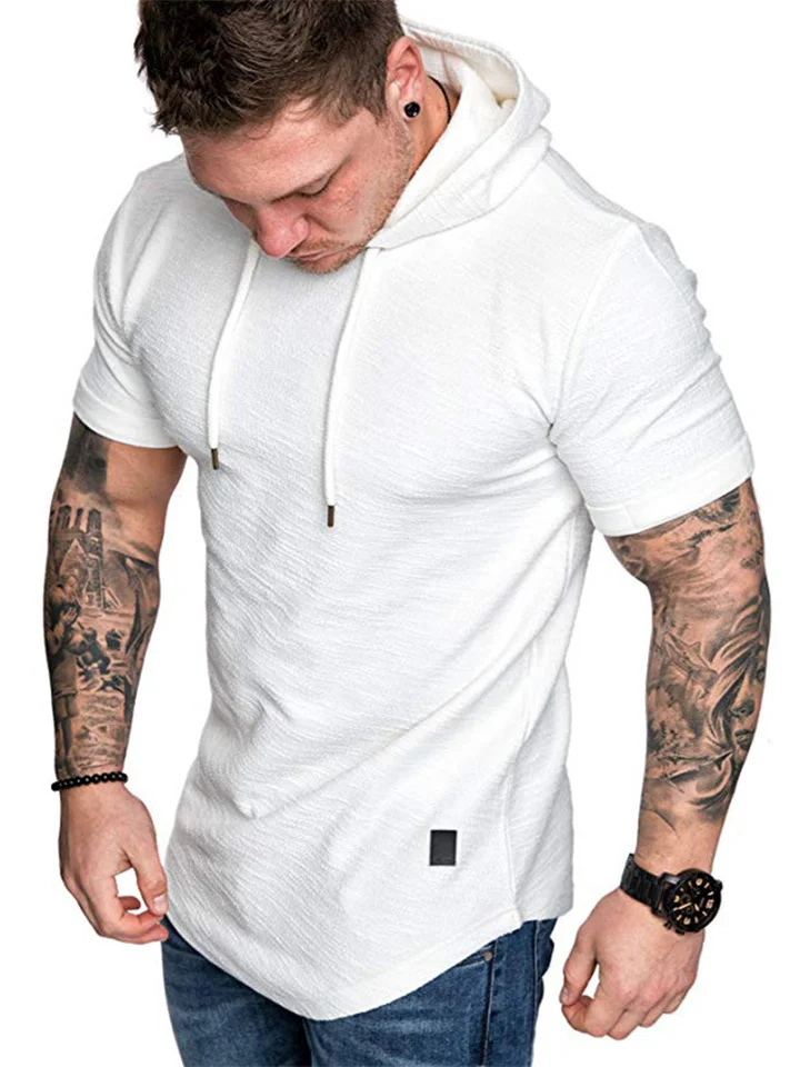 Summer New Men's Short-sleeved T-shirt Lapel Slim-type Sports Casual Sweatshirt Solid Color Hoodie Youth Fashion Models