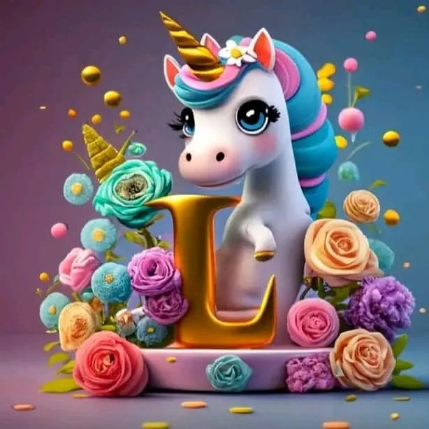 Diamond Painting - Full Round Drill - Unicorn Alphabet(Canvas|30*30cm)