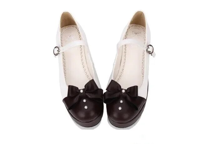 VCshoesWoman Mori Girl Lolita Cosplay Shoes Lady Mid Trifle Heels Pumps Wedges Women Princess Dress Party Shoes Bowtie