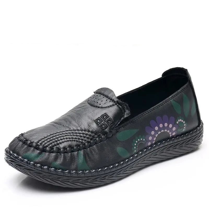 Designer Driving Shoes Women's Floral Pleated Loafers Retro Flats Cheap Elderly Walking Shoes 2021 Ladies Slip On Loafers Shoes