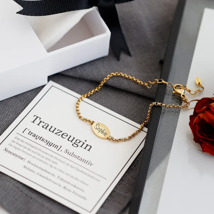 Personalisiertes 1 Name Armband für Trauzeugin mit Geschenkkarte-Hochzeit Geschenk 