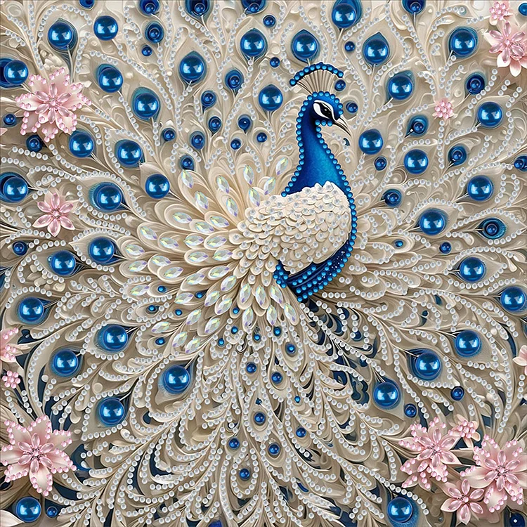 White Peacock 30*30cm (Canvas) Special Shaped Drill Diamond Painting gbfke