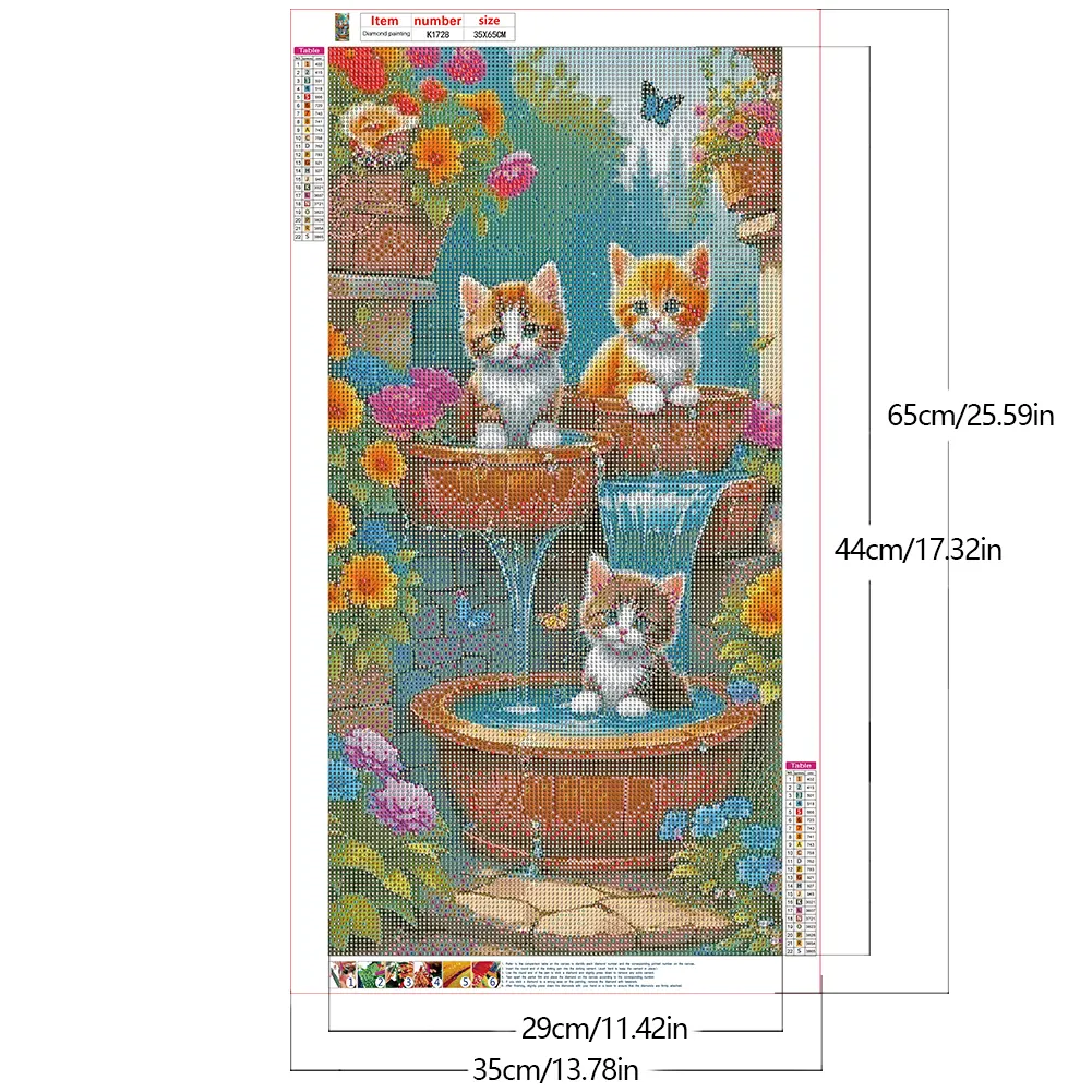 Diamond Painting - Full Round Drill - Cats in Pool(Canvas|35*65cm)