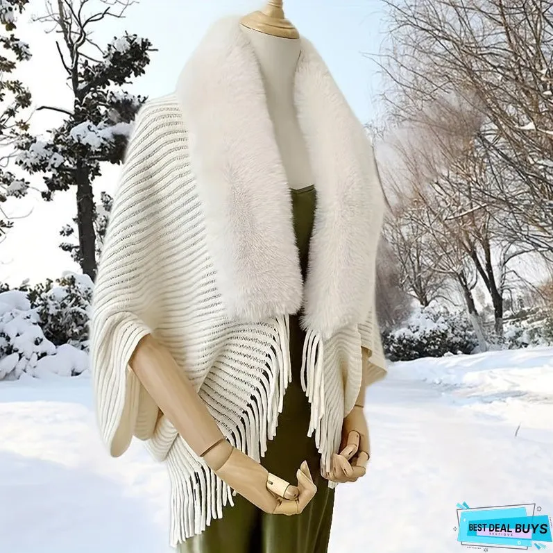 Furry Windproof Thermal Outdoor Shawls, Fall Winter Keep Warm Trendy Scarf Warp Cape Poncho For Fishing Cycling Riding