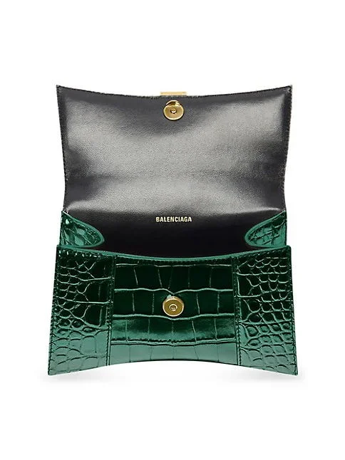 Balenciaga Hourglass XS Handbag Crocodile Embossed