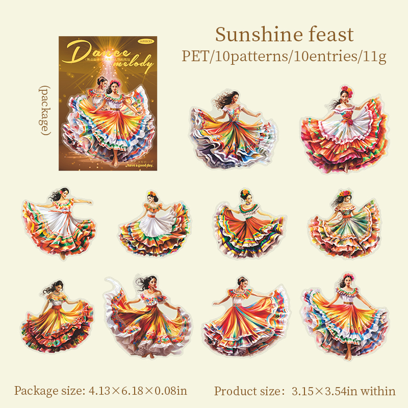 Journalsay Dance Melody Series Vintage Girl Character PET Sticker 