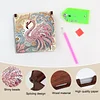 Wooden DIY Flamingo Diamond Painting Kit Note Box with 160 Papers for Office