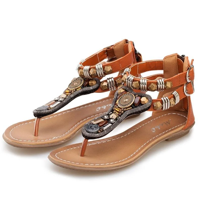 Woman Summer Straps Flat Sandals Flip-Flops Beach Sandal Shoes | IFYHOME