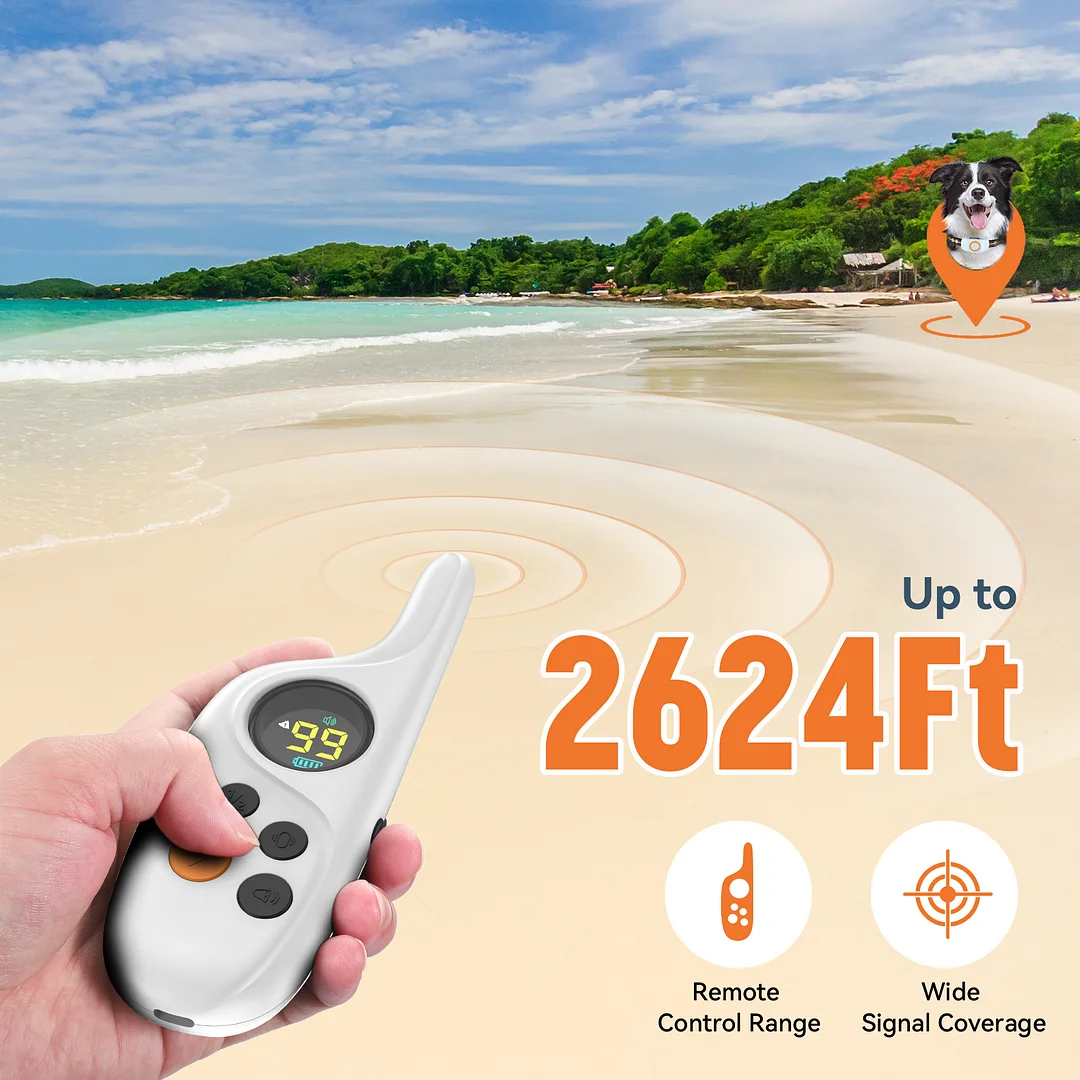 MAXLAPTER IPX7 Waterproof Rechargeable Dog Training Collar，2624ft Remote Control Dog Shock Collar，3 Training Modes