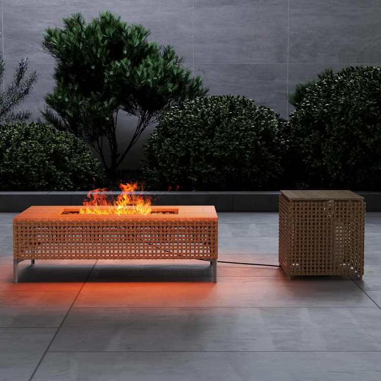 Outdoor wicker fire table sale