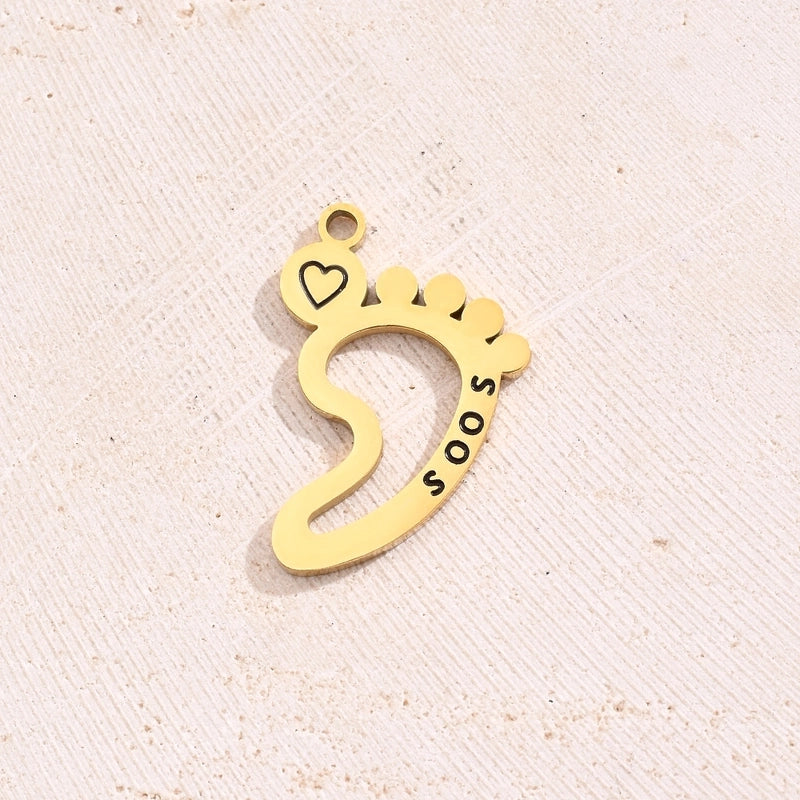 1 Piece 10x9mm 16x13mm 22x13mm Hole 1~1.9mm 304 Stainless Steel 18K Gold Plated Swan Footprint Snake Polished Jewelry Accessories Pendant