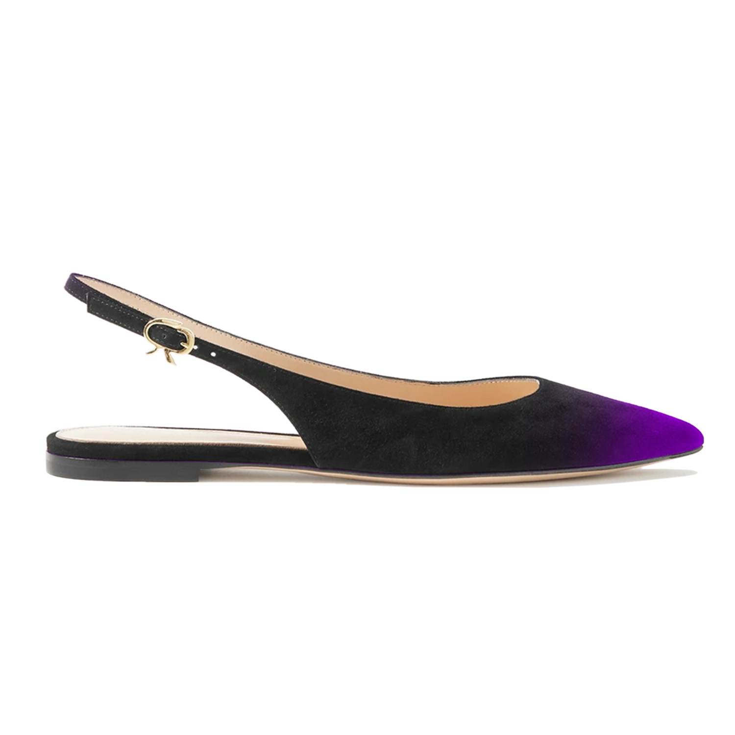 TAAFO Black Slinbacks Women's Flats Pointed Toe Ladies Concise Casual Dress Shoes Buckle Strap 