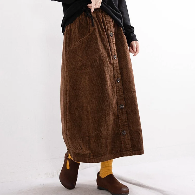 Retro Mid-Length Corduroy Skirt