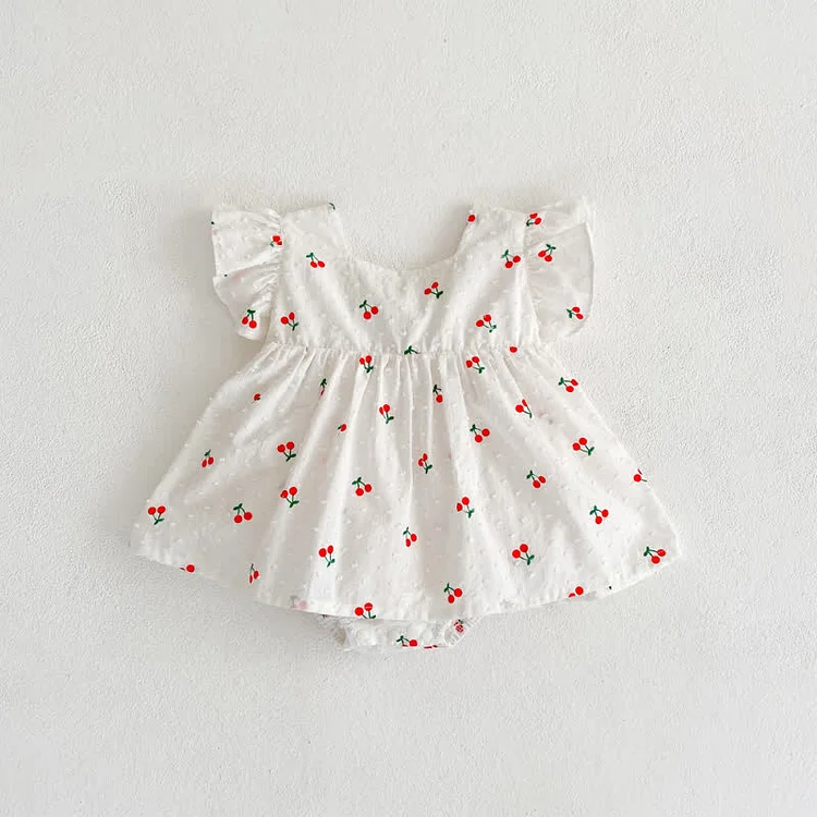 Baby Cherry Ruffled Backless Bodysuit