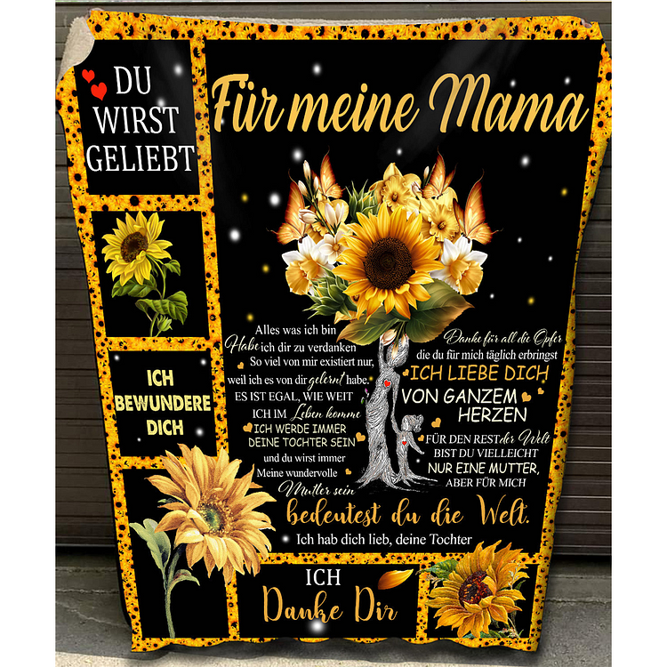 "An meine Mama" Decke - Sonnenblume