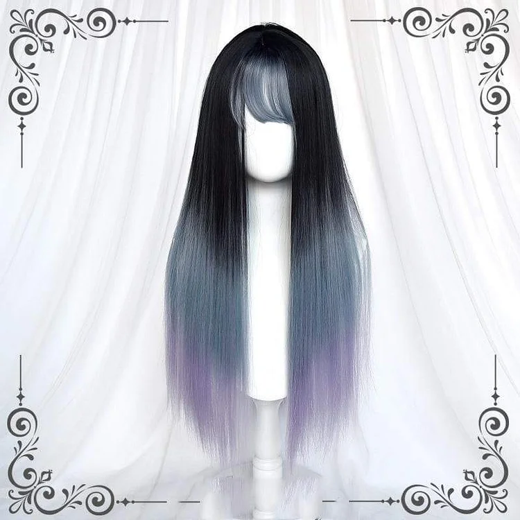 Blue Purple Gradient Long Straight Wig SE0757