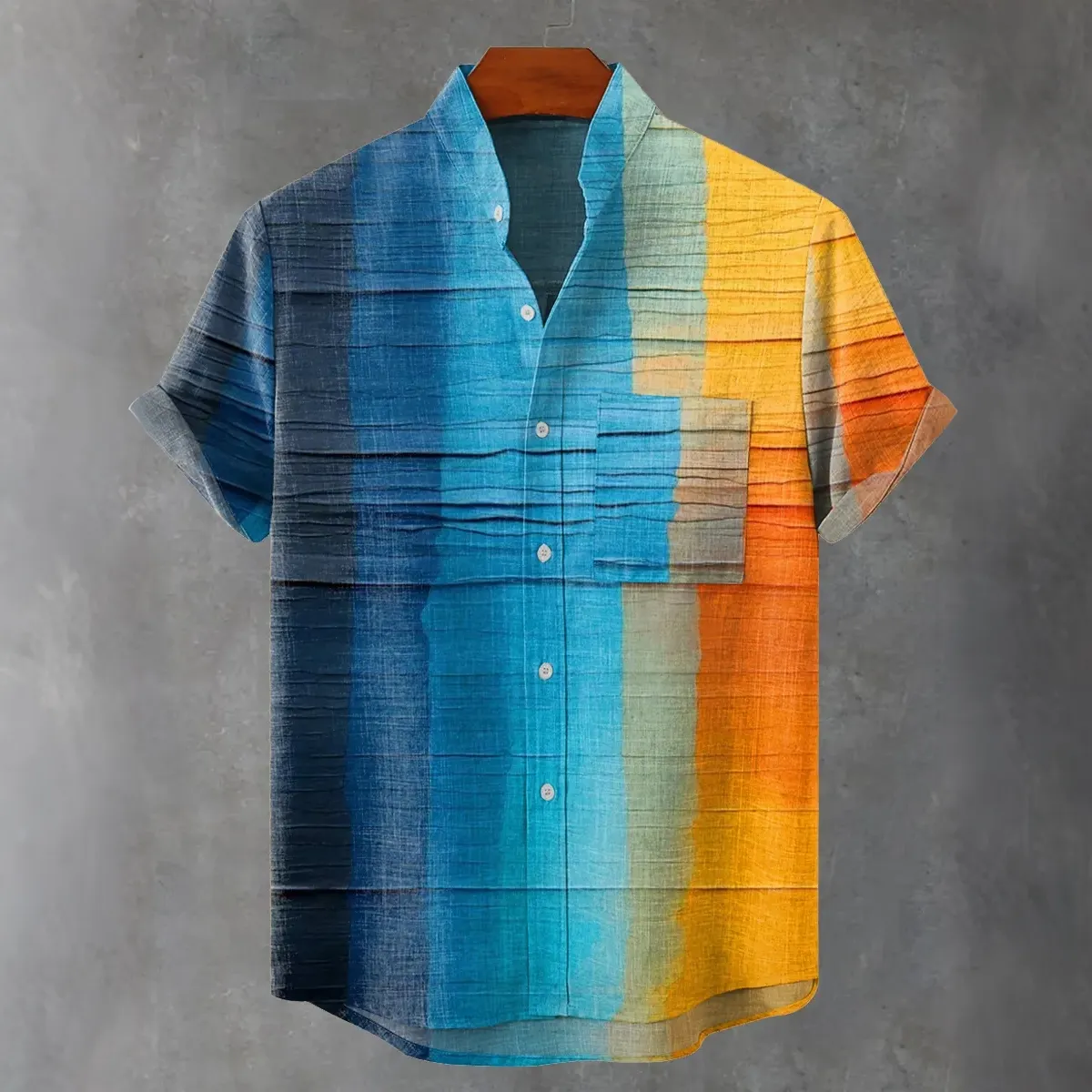 Men's Vintage Oil Painting Line Art Linen Blend Short-sleeve Shirt  artssus