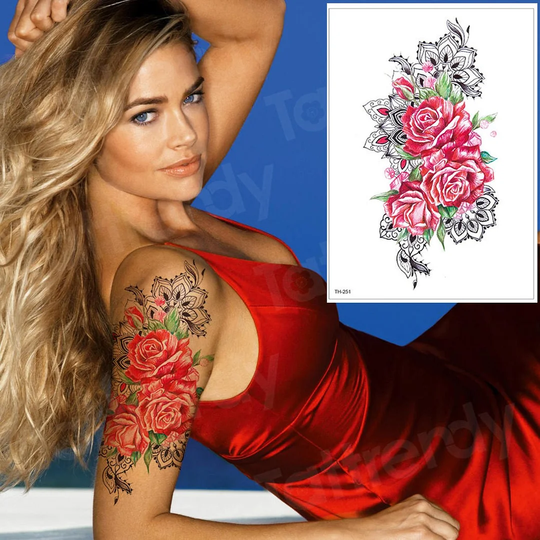 waterproof tattoo stickers bikini peony tattoo & body art flower rose tattoo fake water transfer tattoo temporary tatoo leg arm