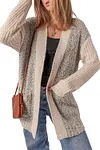 Women's Color Block Side Pockets Open Front Cardigan
