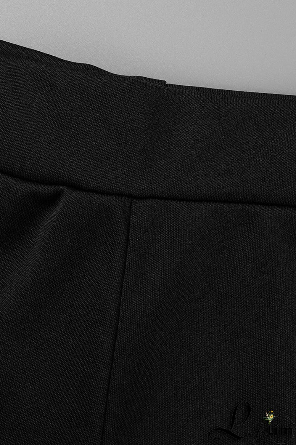 Black Sexy Solid Backless Asymmetrical V Neck Sleeveless Two Pieces