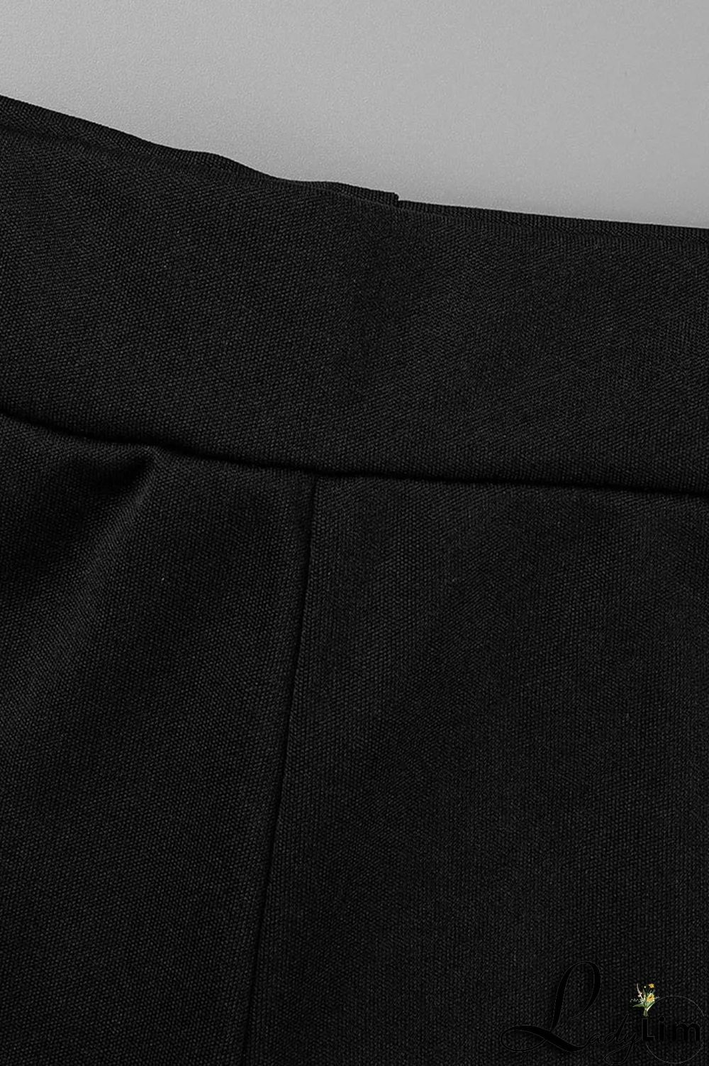 Black Sexy Solid Backless Asymmetrical V Neck Sleeveless Two Pieces