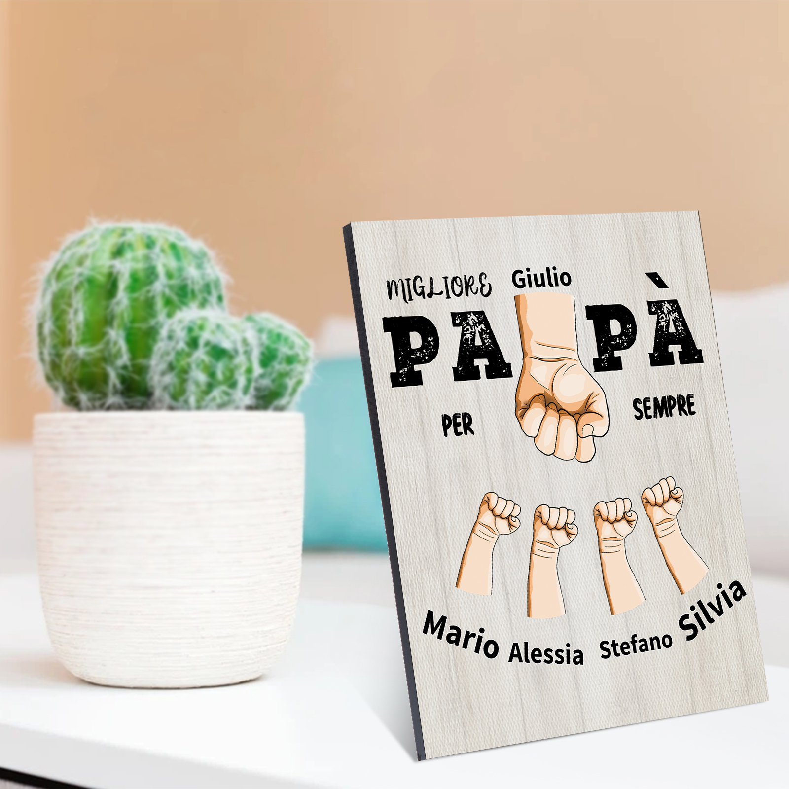 Migliore papà per sempre-Targa con nomi personalizzabili per papà