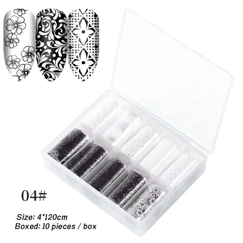 Nail Foils Flowers Nail Stickers Transfer Decals Sliders Christmas Halloween Print Nail Art Decorations DIY Tips Adhesive Wraps